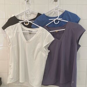 Four Eddie Bauer Boxy Cap Sleeve Travel Shirts